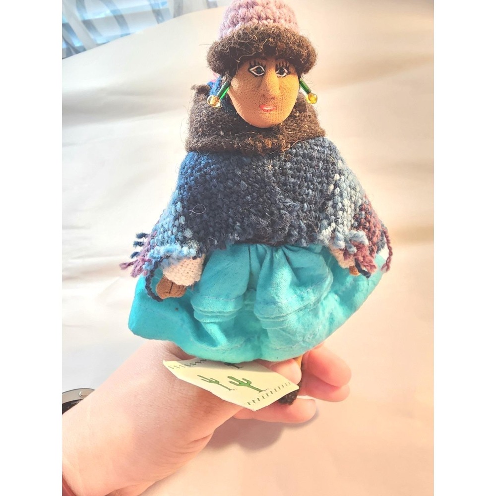 The Cactus of Carmel Handmade Folk Art Doll Peruvian Style Cloth Baby on Back